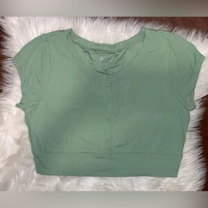 Offline by Aerie Real Me Henley Ribbed Crop Top M